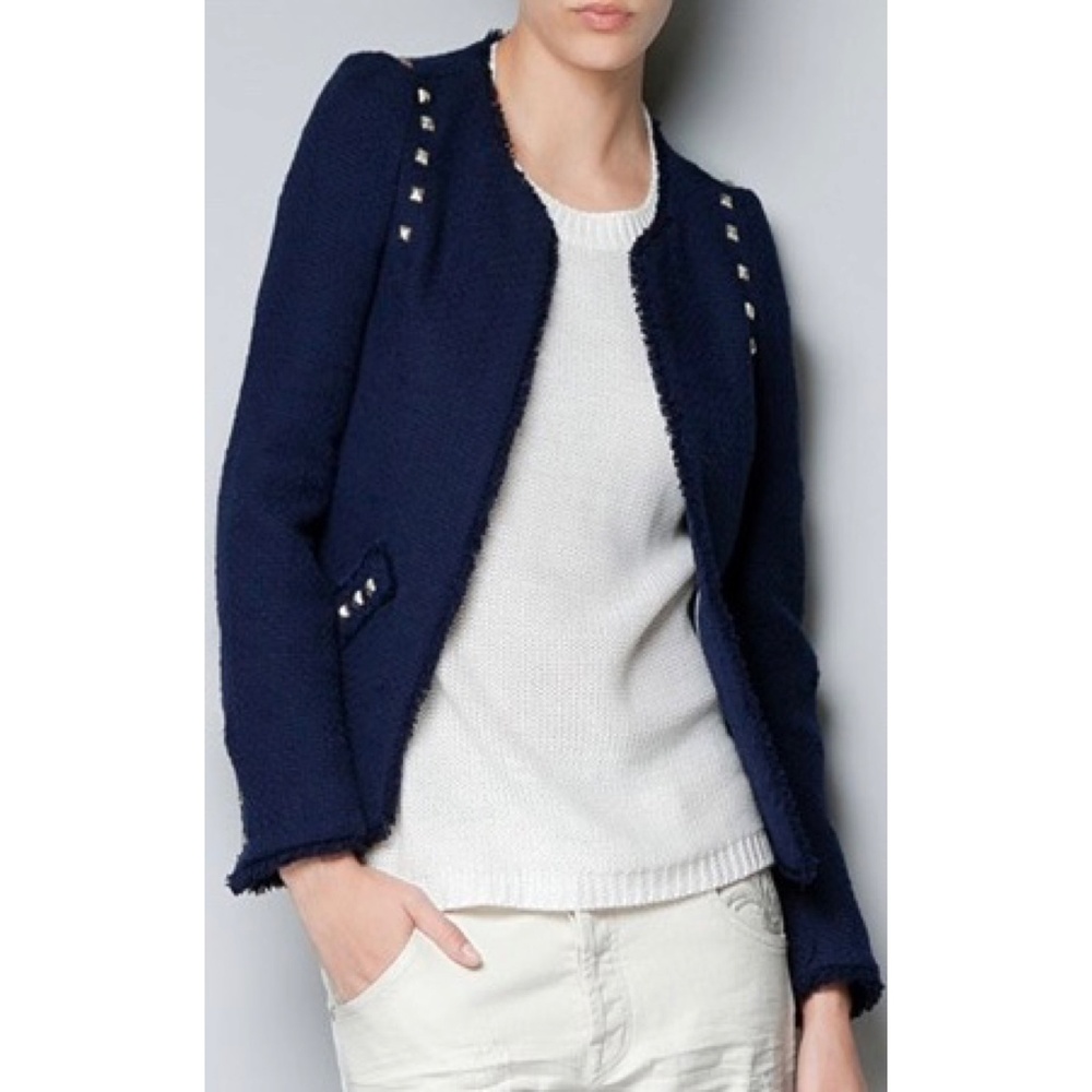 Zara Studded Tweed Blazer